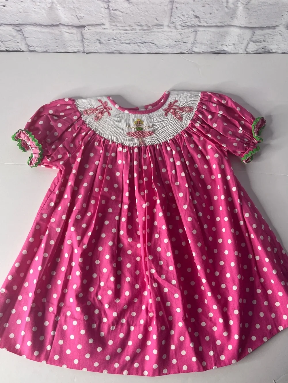 Pink Polka Dot Smocked Girls Dress Girls size 12 months ballerina smocked dress